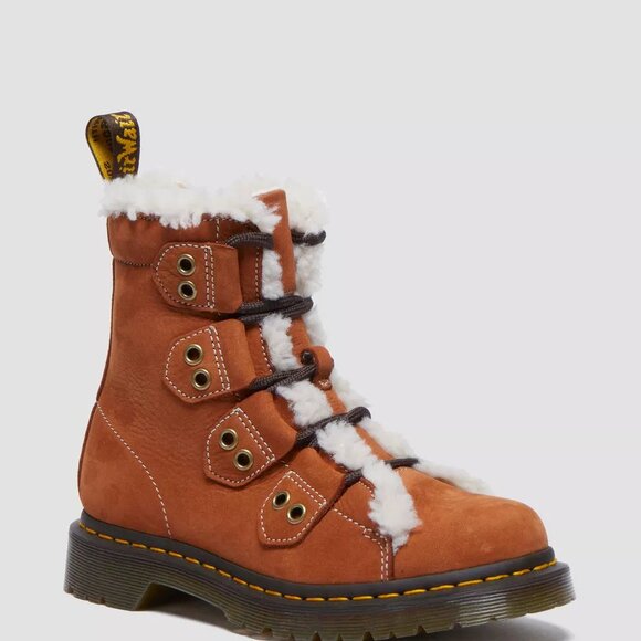 Dr. Martens 1460 Lace to Toe Fur Lined Buttersoft Nubuck Boots Brown Women's 7 - Picture 12 of 13